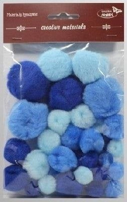 Tonal blue pompoms 15-40mm 30 pcs