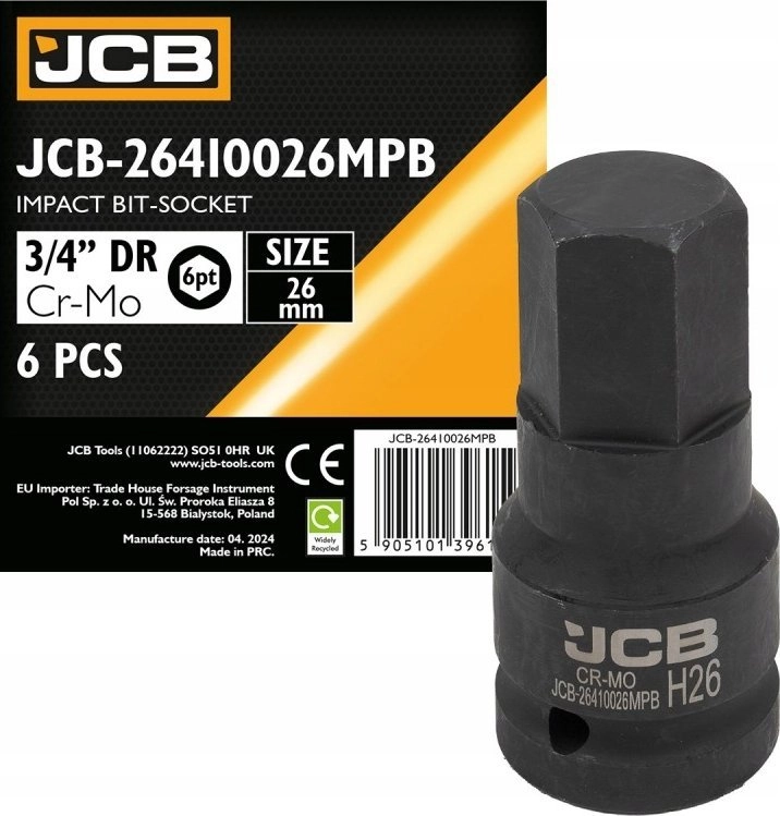 JCB Impact bit socket 3/4`` 26mm