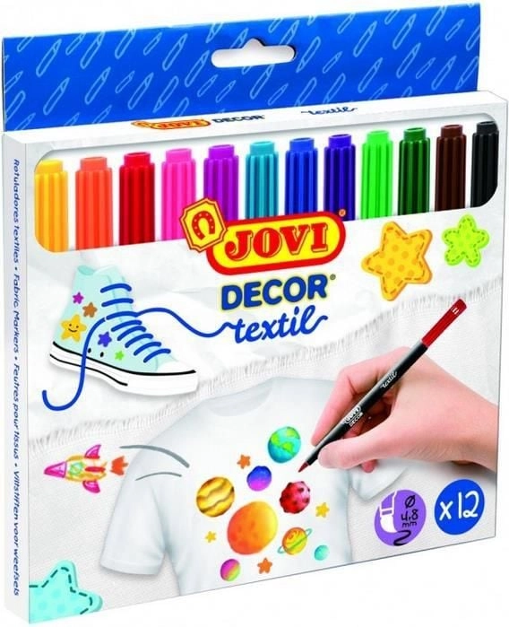 Flomasteriai tekstilei JOVI 12 spalvų 193808