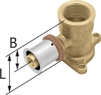 Brass wall elbow with ears GW