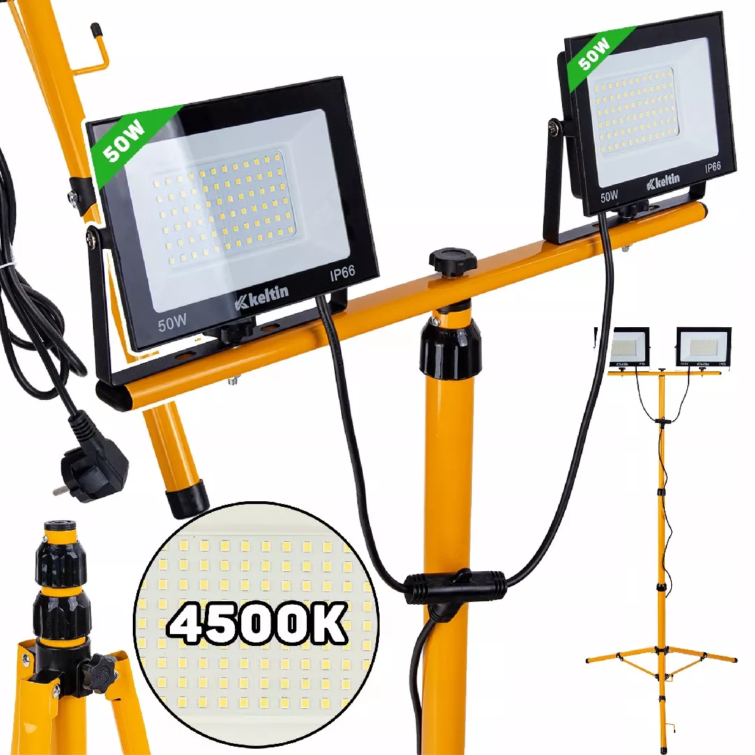 Naświetlacz LED 2x50W ze statywem budowlanym