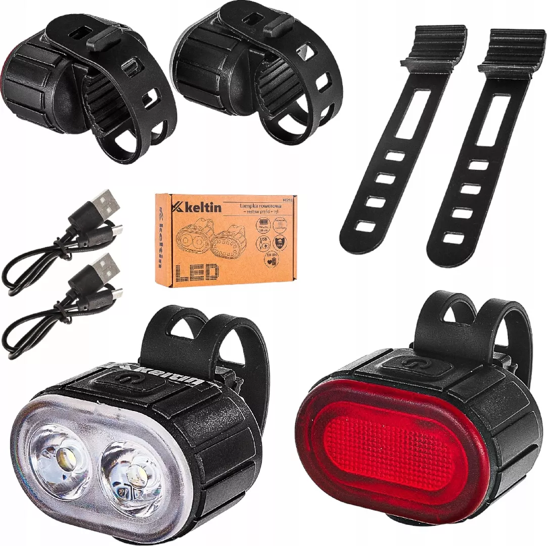KELTIN Wodoodporna lampka rowerowa USB IPX4
