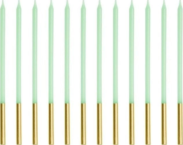 Smooth green birthday candles  14 cm