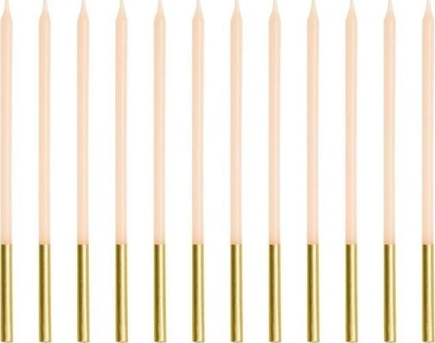 Smooth beige birthday candles  14 cm