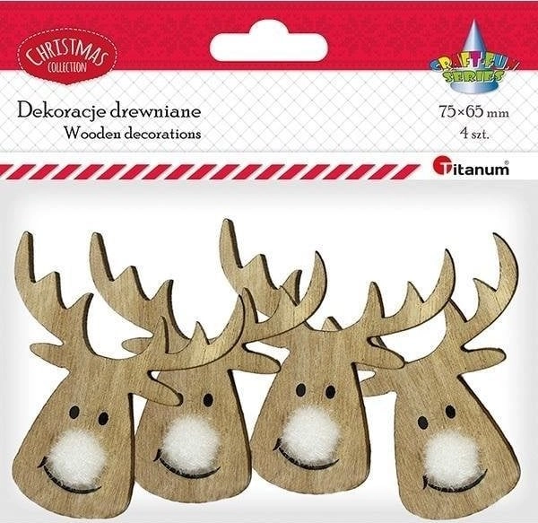Wooden reindeer heads with a pompom