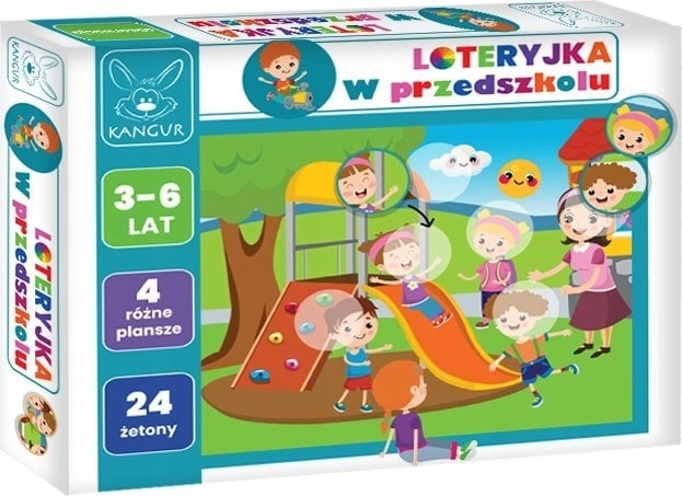 Kangaroo Lotteryjka. Kangaroo plays in kindergarten