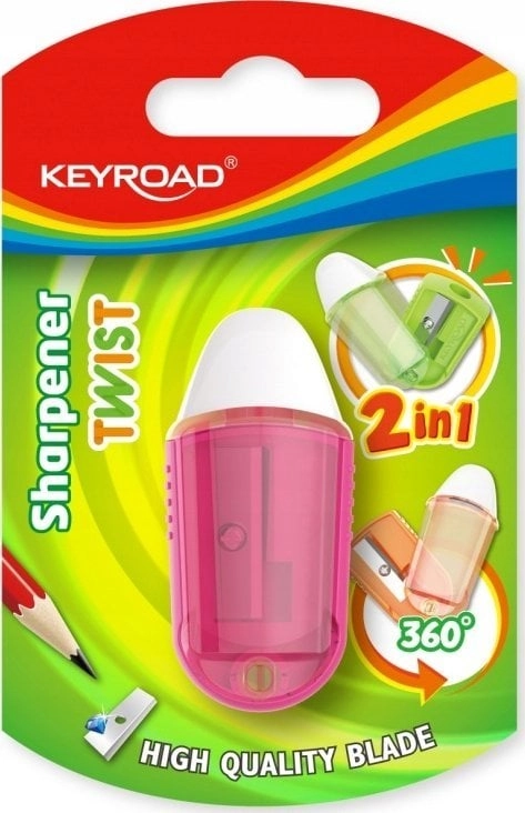 Keyroad Plastic sharpener with eraser  single