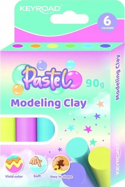 Keyroad Plastelina KEYROAD okrągła 6x15g pastel