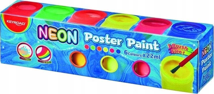 Keyroad Farby plakatowe KEYROAD  6x22ml  pędzelek
