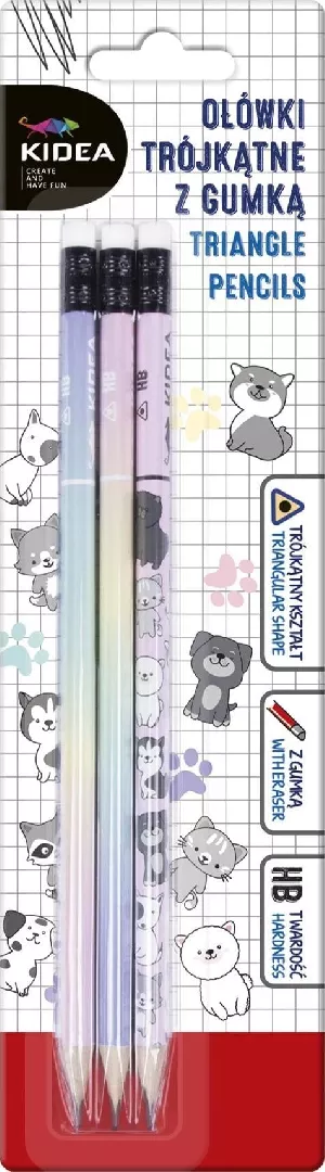 Triangular pencils with eraser with kidea