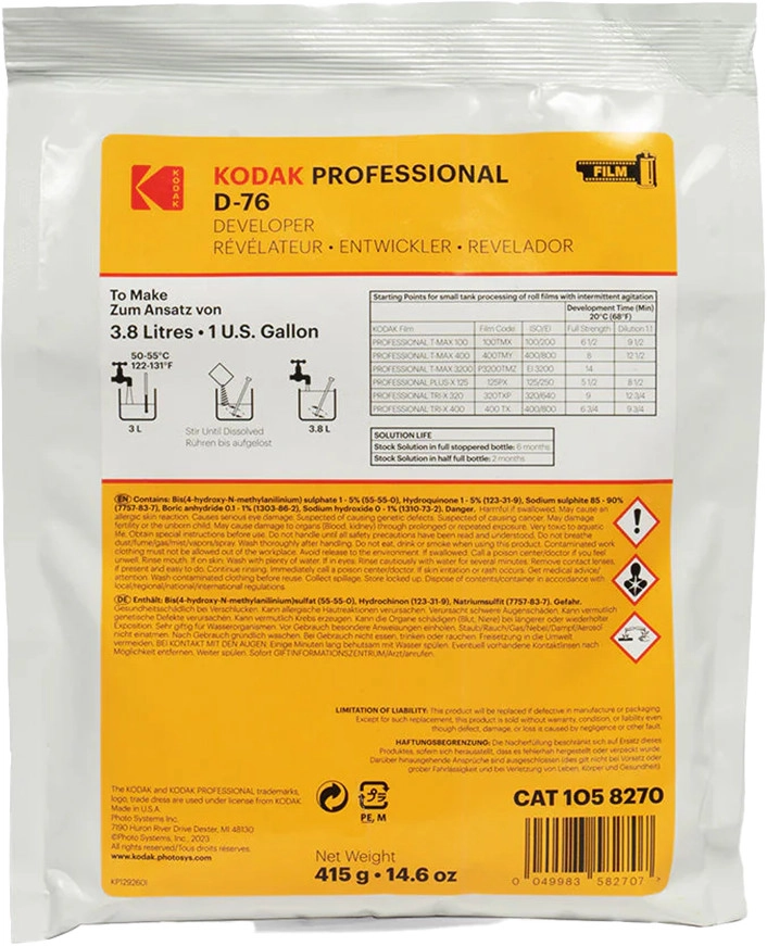 Kodak film developer D-76 3.8L