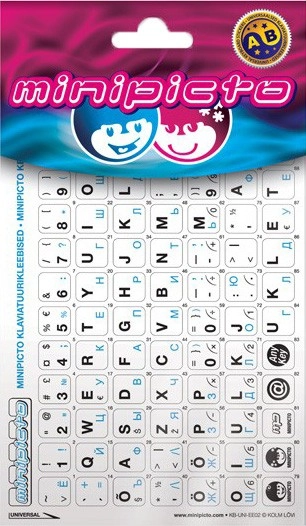 Minipicto keyboard sticker EST/RUS KB-UNI-EE02-WHT-BLUE  white/black/blue