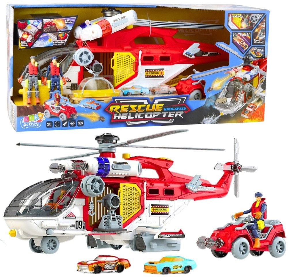 Lean Toys Rescue Helicopter Multifunction Accessories Set Lights Sounds