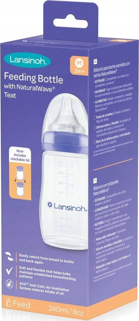 LANSINOH-FEEDING BOTTLE 160ML+NATURALWAVE pacifier 5060420233988