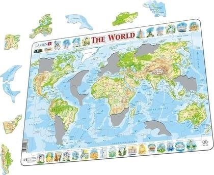 Larsen Puzzle World Map Physical Maxi