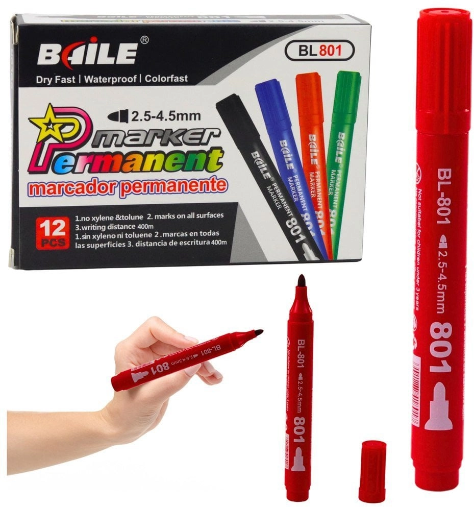 Permanent Marker Waterproof Red 2.5-4