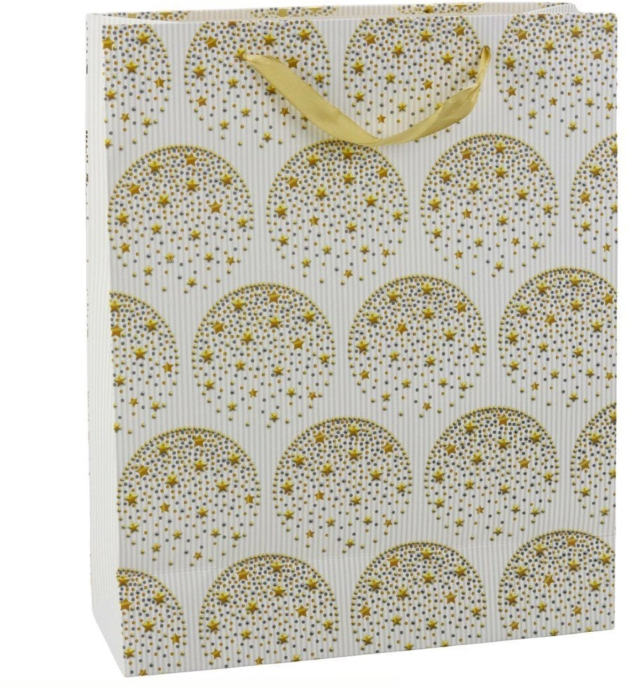 Elegant Gift Bag Gold Stars White