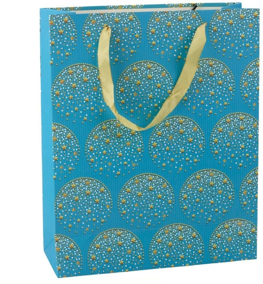 Elegant Gift Bag Gold Stars Blue