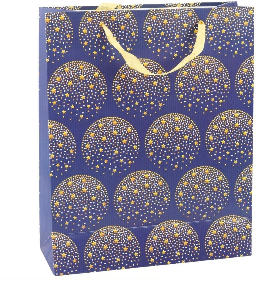 Elegant Gift Bag Gold Stars Navy