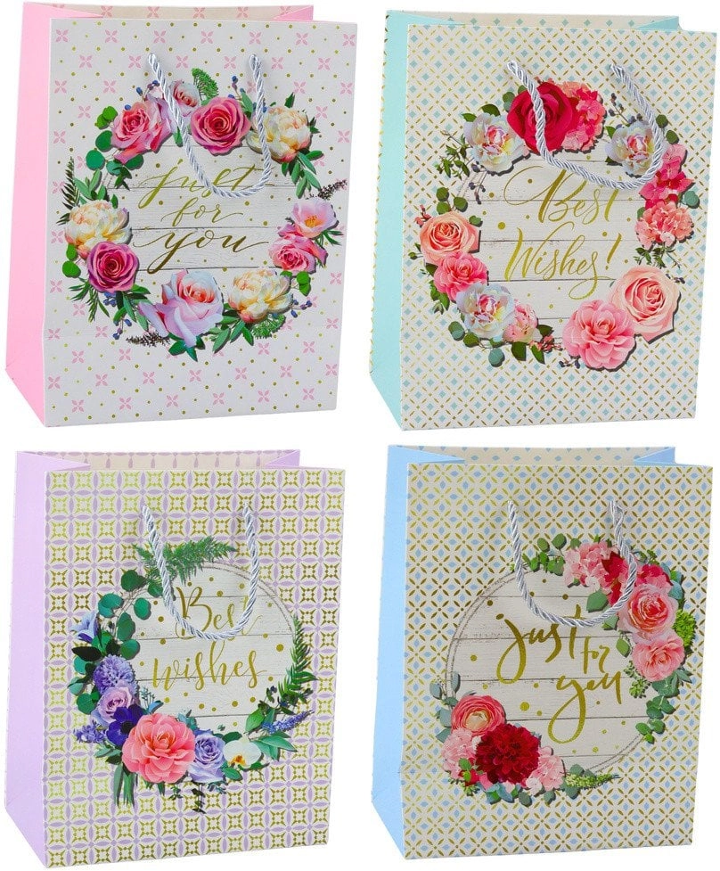 Gift Bag Patterns Flowers Best Wishes