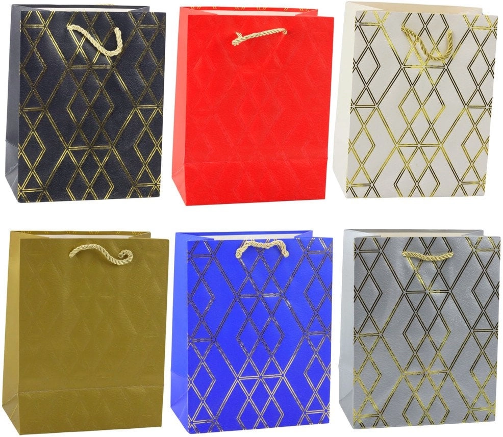Elegant Paper Gift Bag Gold Patterns
