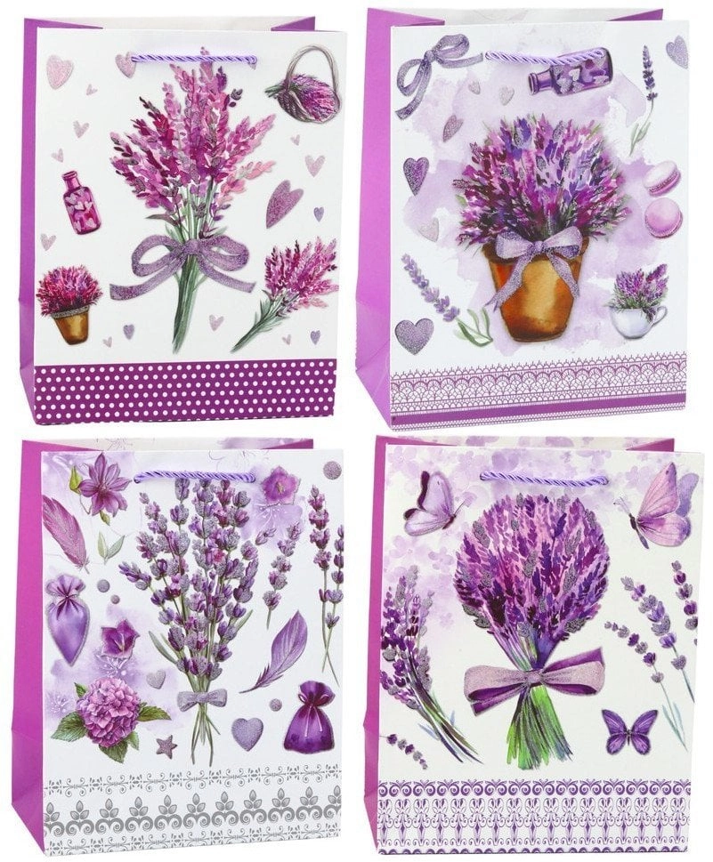 Paper Gift Bag Lavender Glitter Elements