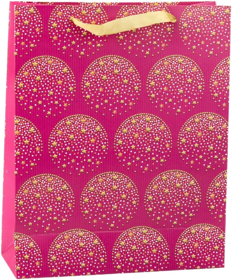 Elegant Gift Bag Gold Stars Pink