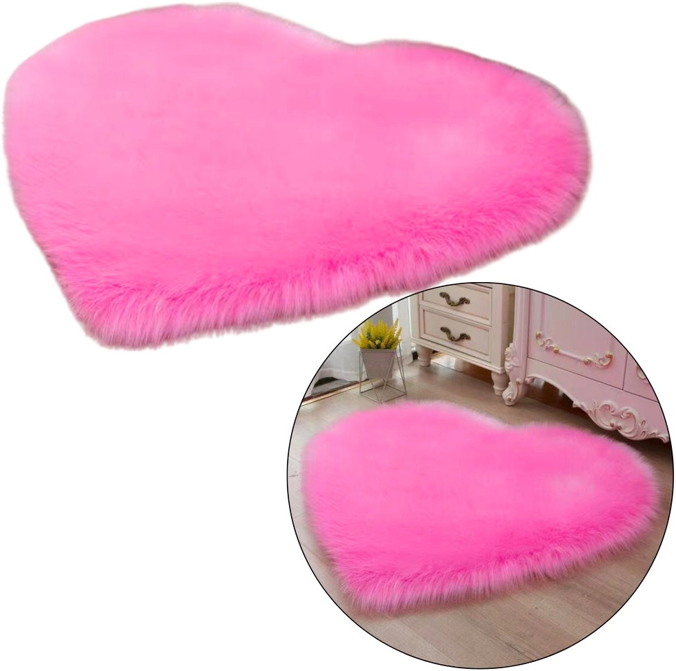 Small Anti-Slip Plush Rug Heart Pink