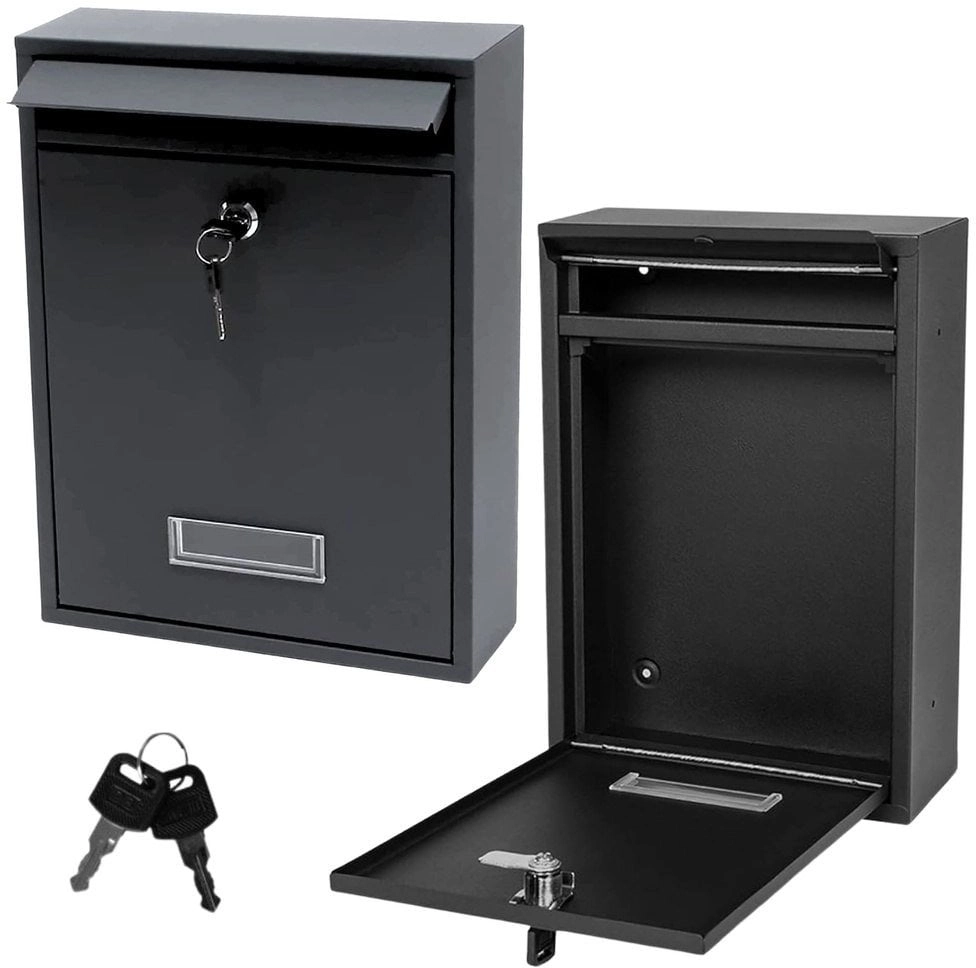 Mailbox for letters black galvanized steel