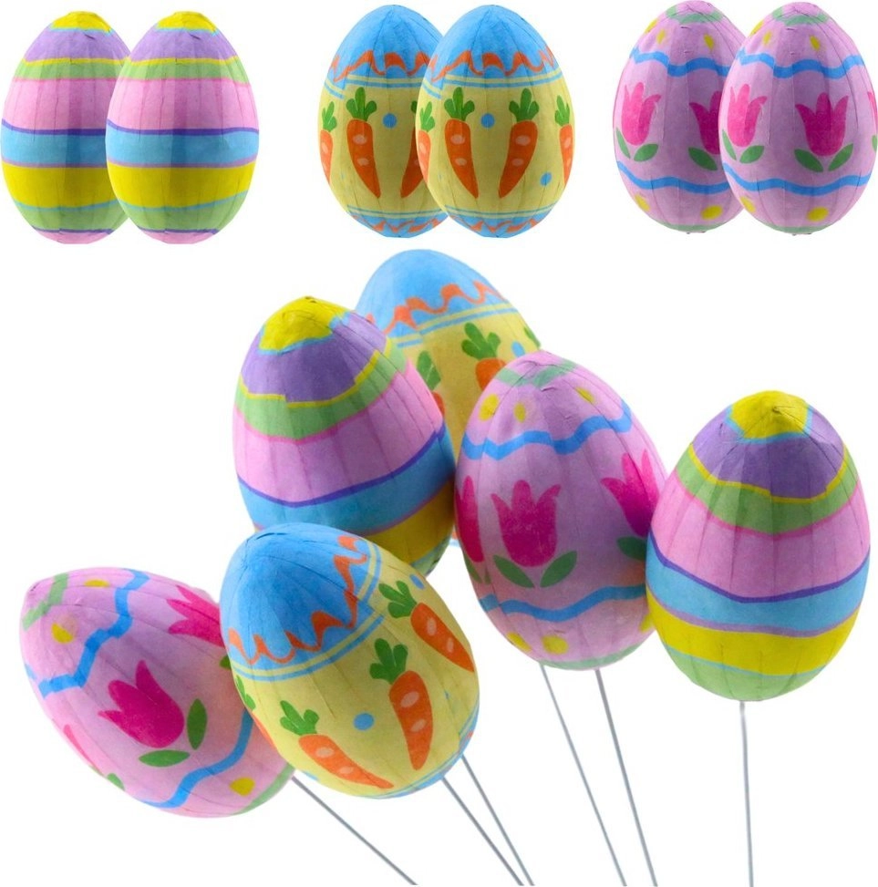 Easter Eggs on Wire Carrots Tulips