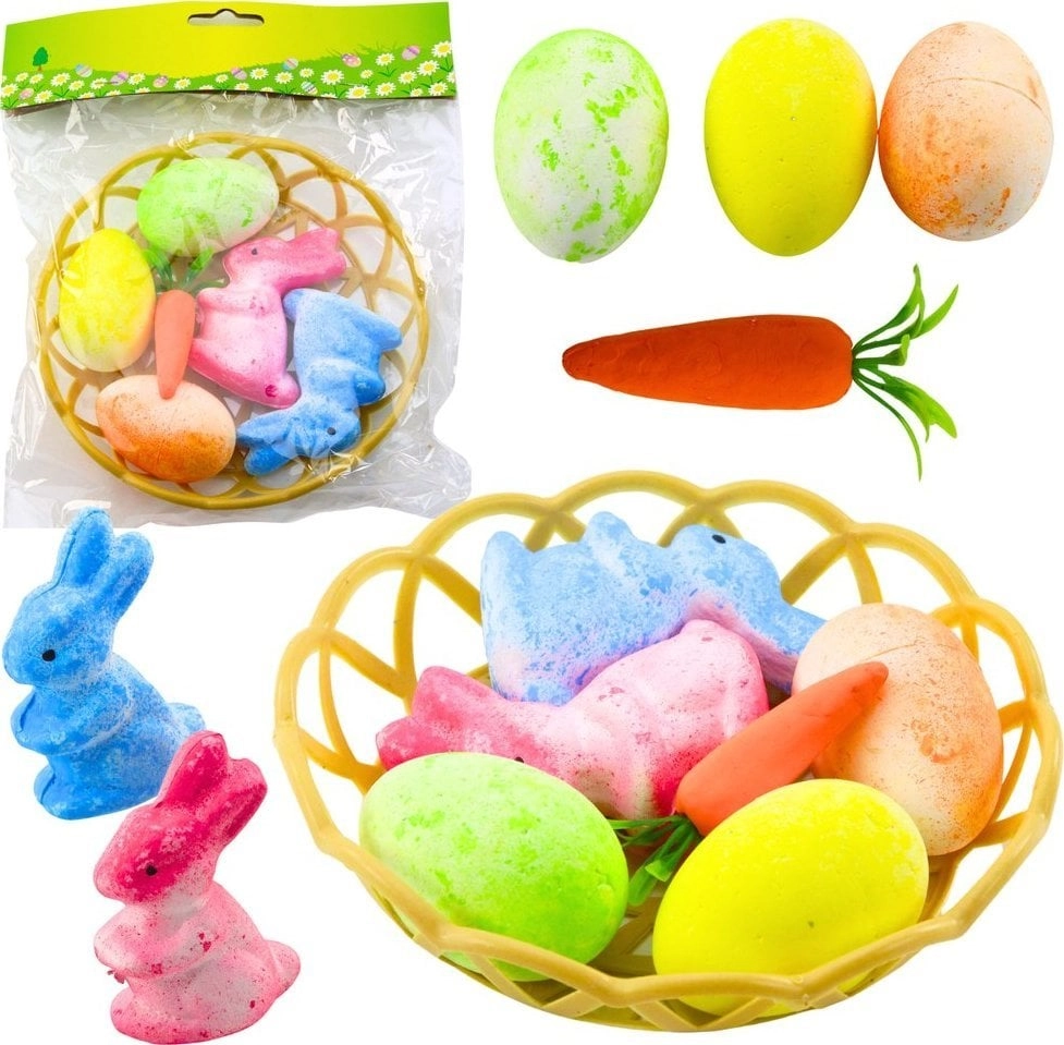Easter decorations in a basket Bunnies
