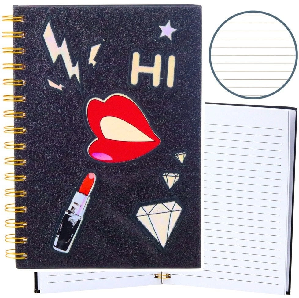 Notebook A5/80K line glitter black 21667