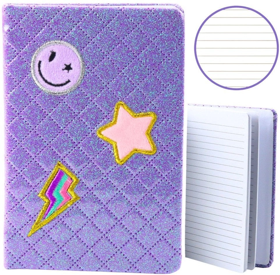 Notebook B6/80K line glitter patches purple