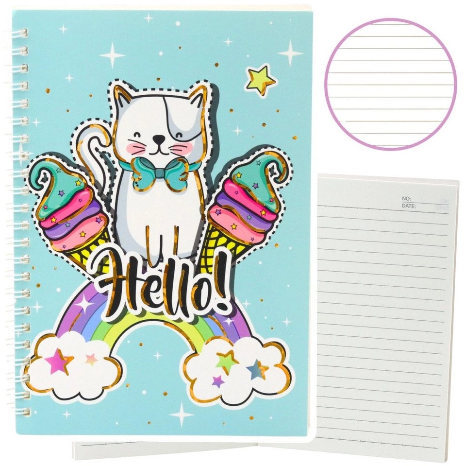 Notebook A5/60K line Cat Unicorn turquoise