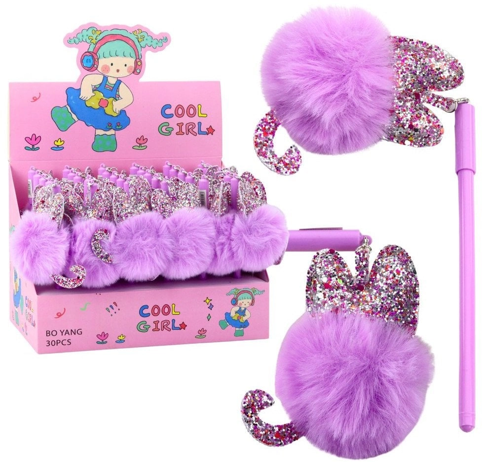 Gel Pen Cap With Purple Pompom
