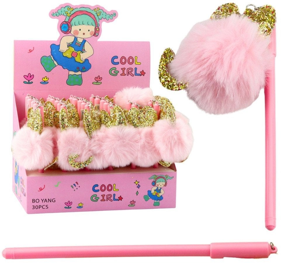Gel Pen Cap With Pink Pompom