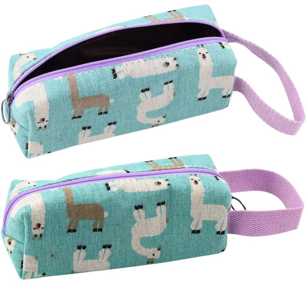 School pencil case with llama handle
