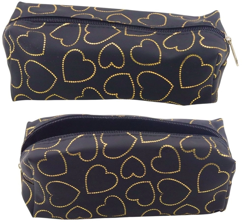 Single-compartment pencil case with gold hearts