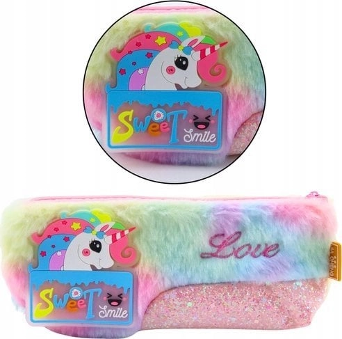 Plush Unicorn Pencil Case  Shiny Colorful