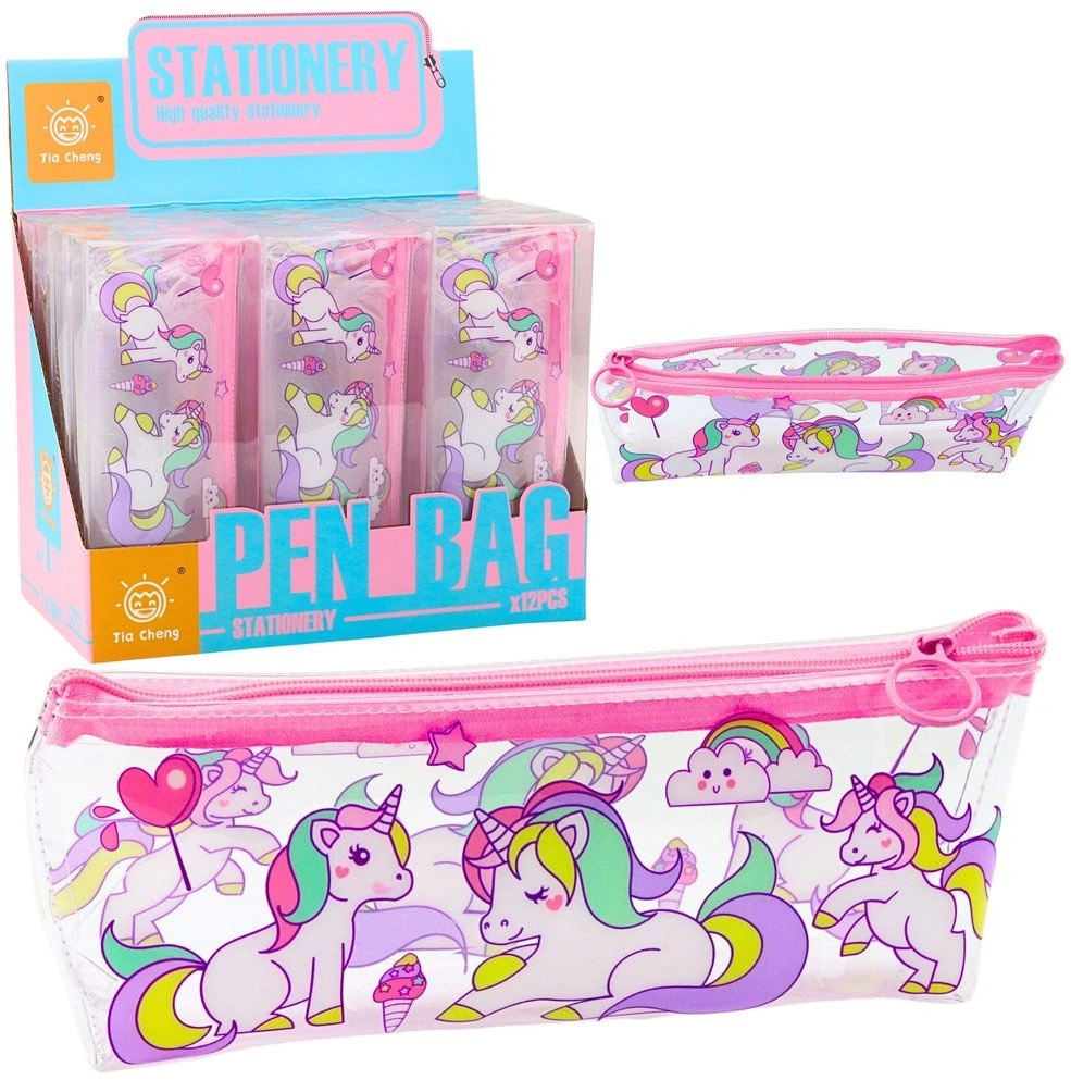 School Pencil Case Transparent Unicorns 20
