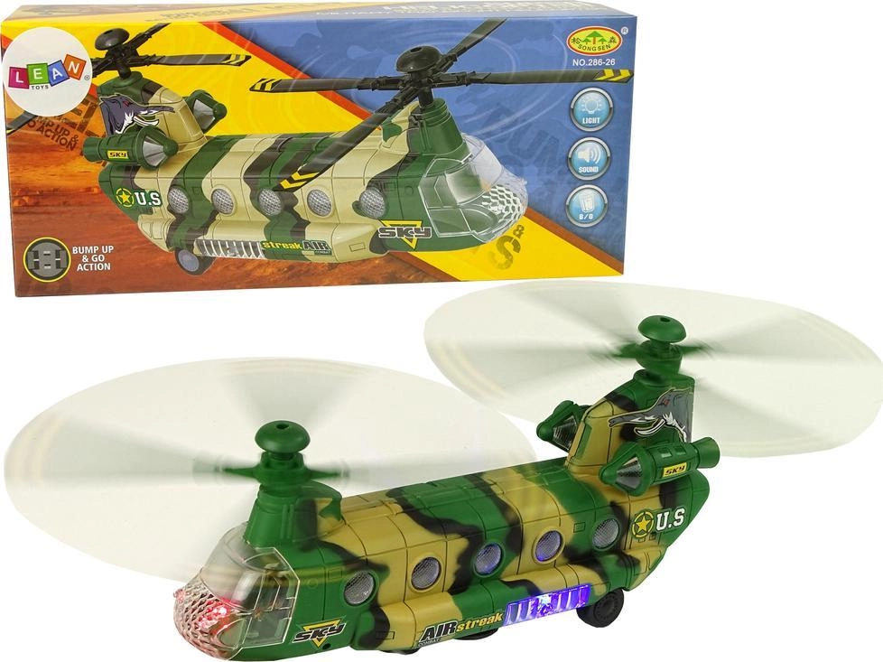 LeanToys Helikopter Wojskowy Ogromne Skrzydła Światła