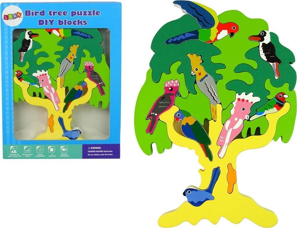 LeanToys Wooden Tree Birds Parrots DIY