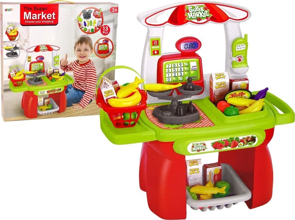 LeanToys Zestaw Supermarket Koszyk Sklepowy Waga