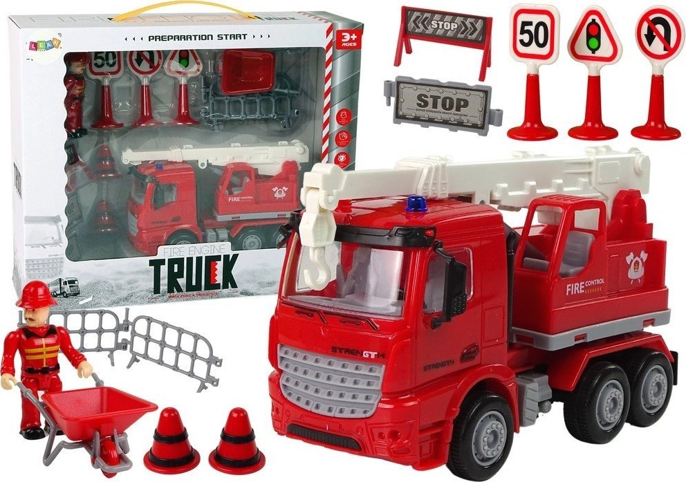 LeanToys Zestaw Straż Pożarna Dźwig Znaki