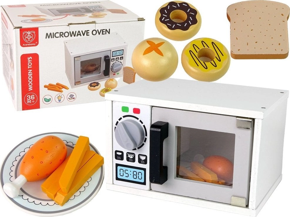 LeanToys Wooden Microwave Oven Microwave Food