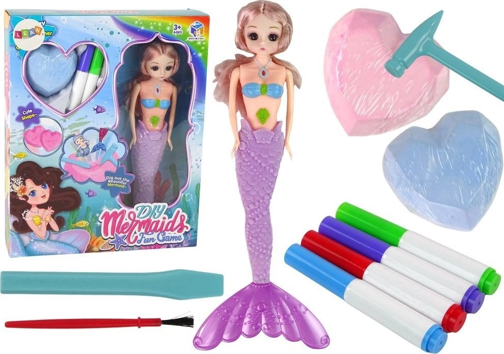 LeanToys Purple Mermaid Treasures Excavation DIY