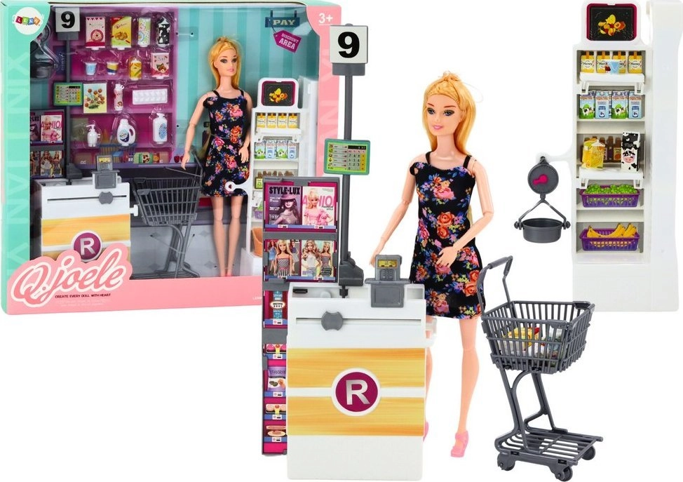 LeanToys Set Doll In Supermarket Shelves