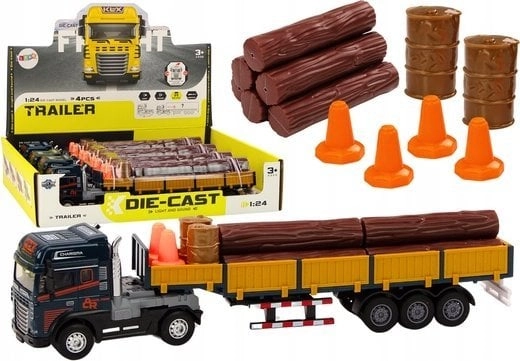 LeanToys Wooden Truck Blue Truck Trailer