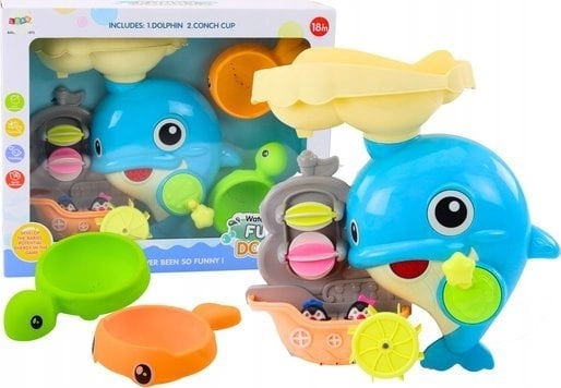 LeanToys Blue Dolphin Bath Set Water