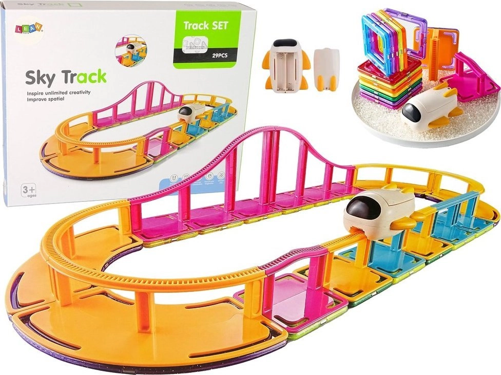 LeanToys Magnetic Construction Blocks Sky Track